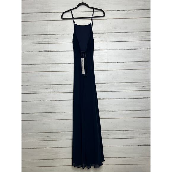 Bill Levkoff Harmoni Chiffon Navy Blue Bridesmaid Formal Dress Size 14 - Picture 3 of 9